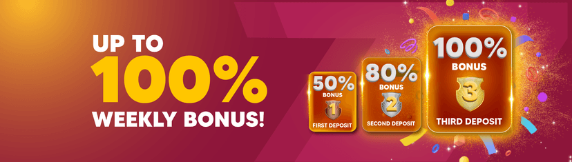 Get up to 100% weekly bonus!